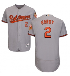 Men's Majestic Baltimore Orioles #2 J.J. Hardy Grey Road Flex Base Authentic Collection MLB Jersey