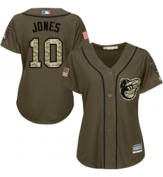Women's Majestic Baltimore Orioles #10 Adam Jones Replica Green Salute to Service MLB Jersey