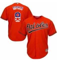 Men's Majestic Baltimore Orioles #8 Cal Ripken Replica Orange USA Flag Fashion MLB Jersey