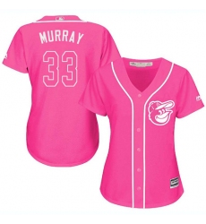 Women's Majestic Baltimore Orioles #33 Eddie Murray Authentic Pink Fashion Cool Base MLB Jersey