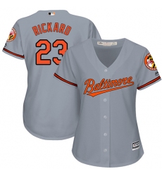 Women's Majestic Baltimore Orioles #23 Joey Rickard Authentic Grey Road Cool Base MLB Jersey