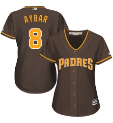 Women's San Diego Padres #8 Erick Aybar Brown Alternate Stitched MLB Jersey