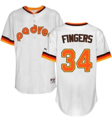 Men's Majestic San Diego Padres #34 Rollie Fingers Replica White 1984 Turn Back The Clock MLB Jersey