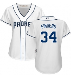 Women's Majestic San Diego Padres #34 Rollie Fingers Authentic White Home Cool Base MLB Jersey