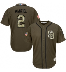 Men's Majestic San Diego Padres #2 Johnny Manziel Authentic Green Salute to Service MLB Jersey