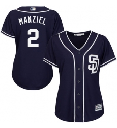 Women's Majestic San Diego Padres #2 Johnny Manziel Replica Navy Blue Alternate 1 Cool Base MLB Jersey