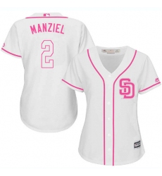 Women's Majestic San Diego Padres #2 Johnny Manziel Replica White Fashion Cool Base MLB Jersey