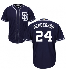 Youth Majestic San Diego Padres #24 Rickey Henderson Replica Navy Blue Alternate 1 Cool Base MLB Jersey