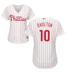 Women's Majestic Philadelphia Phillies #10 Darren Daulton Authentic White/Red Strip Home Cool Base MLB Jersey