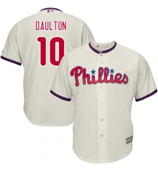 Youth Majestic Philadelphia Phillies #10 Darren Daulton Authentic Cream Alternate Cool Base MLB Jersey