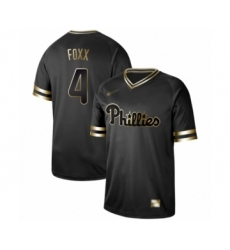 Men's Philadelphia Phillies #4 Jimmy Foxx Authentic Black Gold Fashion Baseball Jersey
