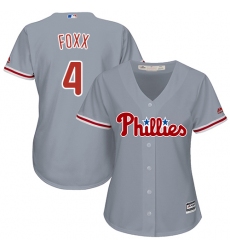 Women's Majestic Philadelphia Phillies #4 Jimmy Foxx Authentic Grey Road Cool Base MLB Jersey