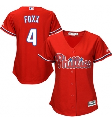Women's Majestic Philadelphia Phillies #4 Jimmy Foxx Replica Red Alternate Cool Base MLB Jersey