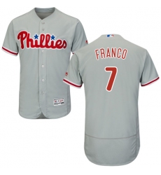 Men's Majestic Philadelphia Phillies #7 Maikel Franco Grey Road Flex Base Authentic Collection MLB Jersey