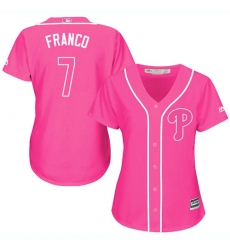 Women's Majestic Philadelphia Phillies #7 Maikel Franco Authentic Pink Fashion Cool Base MLB Jersey