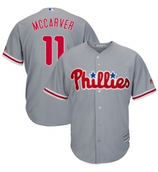 Men's Majestic Philadelphia Phillies #11 Tim McCarver Replica Grey Road Cool Base MLB Jersey