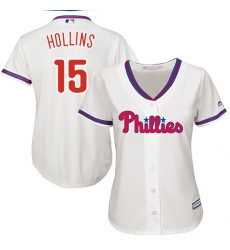 Women's Majestic Philadelphia Phillies #15 Dave Hollins Authentic Cream Alternate Cool Base MLB Jersey