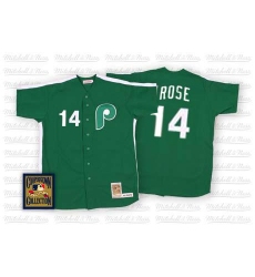 Men's Mitchell and Ness Philadelphia Phillies #14 Pete Rose Replica Green Throwback MLB Jersey