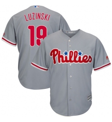 Youth Majestic Philadelphia Phillies #19 Greg Luzinski Replica Grey Road Cool Base MLB Jersey
