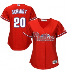 Women's Majestic Philadelphia Phillies #20 Mike Schmidt Replica Red Alternate Cool Base MLB Jersey