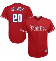 Youth Majestic Philadelphia Phillies #20 Mike Schmidt Authentic Red Alternate Cool Base MLB Jersey