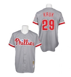 Men's Mitchell and Ness Philadelphia Phillies #29 John Kruk Authentic Grey Throwback MLB Jersey