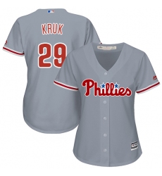 Women's Majestic Philadelphia Phillies #29 John Kruk Authentic Grey Road Cool Base MLB Jersey