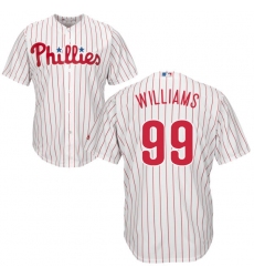 Youth Majestic Philadelphia Phillies #99 Mitch Williams Authentic White/Red Strip Home Cool Base MLB Jersey