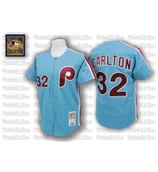 Men's Mitchell and Ness Philadelphia Phillies #32 Steve Carlton Replica Blue Throwback MLB Jersey