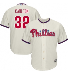 Youth Majestic Philadelphia Phillies #32 Steve Carlton Replica Cream Alternate Cool Base MLB Jersey