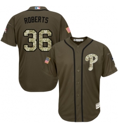 Men's Majestic Philadelphia Phillies #36 Robin Roberts Replica Green Salute to Service MLB Jersey