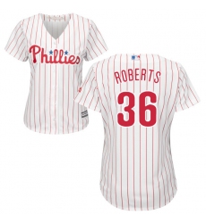 Women's Majestic Philadelphia Phillies #36 Robin Roberts Replica White/Red Strip Home Cool Base MLB Jersey