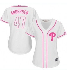Women's Majestic Philadelphia Phillies #47 Larry Andersen Replica White Fashion Cool Base MLB Jersey