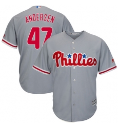 Youth Majestic Philadelphia Phillies #47 Larry Andersen Authentic Grey Road Cool Base MLB Jersey