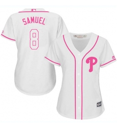 Women's Majestic Philadelphia Phillies #8 Juan Samuel Replica White Fashion Cool Base MLB Jersey