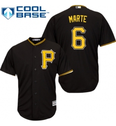 Men's Majestic Pittsburgh Pirates #6 Starling Marte Replica Black Alternate Cool Base MLB Jersey