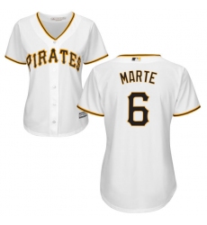 Women's Majestic Pittsburgh Pirates #6 Starling Marte Authentic White Home Cool Base MLB Jersey
