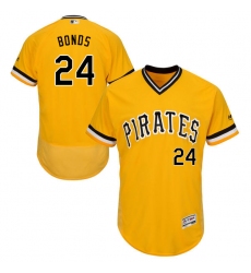 Men's Majestic Pittsburgh Pirates #24 Barry Bonds Gold Alternate Flex Base Authentic Collection MLB Jersey