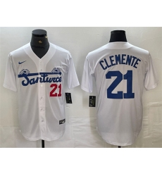 Men's Santurce Crabbers #21 Roberto Clemente White Cool Base Stitched Baseball Jersey