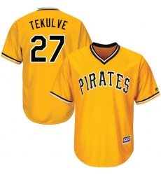 Youth Majestic Pittsburgh Pirates #27 Kent Tekulve Authentic Gold Alternate Cool Base MLB Jersey