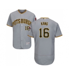 Men's Pittsburgh Pirates #16 Jung-ho Kang Grey Road Flex Base Authentic Collection Baseball Jersey