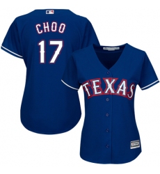 Women's Majestic Texas Rangers #17 Shin-Soo Choo Authentic Royal Blue Alternate 2 Cool Base MLB Jersey