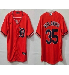 Men's Detroit Tigers #35 Justin Verlander Orange Cool Base Jersey