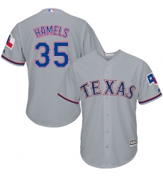 Youth Majestic Texas Rangers #35 Cole Hamels Replica Grey Road Cool Base MLB Jersey