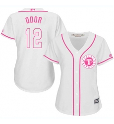 Women's Majestic Texas Rangers #12 Rougned Odor Replica White Fashion Cool Base MLB Jersey