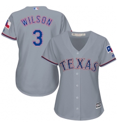 Women's Majestic Texas Rangers #3 Russell Wilson Replica Grey Road Cool Base MLB Jersey