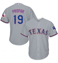 Youth Majestic Texas Rangers #19 Jurickson Profar Replica Grey Road Cool Base MLB Jersey