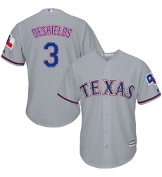 Men's Majestic Texas Rangers #3 Delino DeShields Replica Grey Road Cool Base MLB Jersey