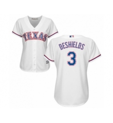 Women's Texas Rangers #3 Delino DeShields Jr. Authentic White Home Cool Base Baseball Player Jersey