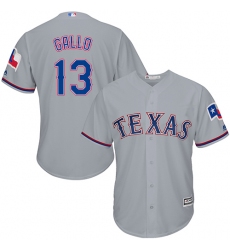 Men's Majestic Texas Rangers #13 Joey Gallo Replica Grey Road Cool Base MLB Jersey